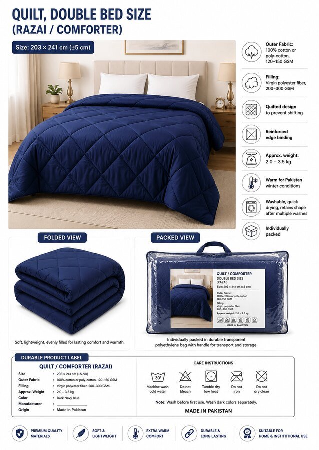 Double-bed quilt and comforter