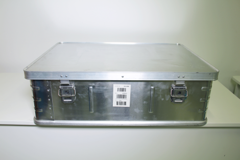 Box, metal, lockable, for storage